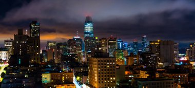 San Francisco California Cityscape Skyline Modern şehir merkezi Amerikan Şehri