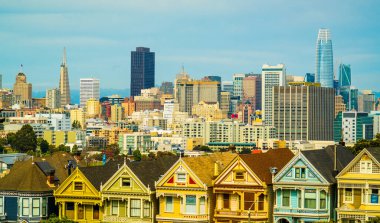 San Francisco California Cityscape Skyline Modern şehir merkezi Amerikan Şehri