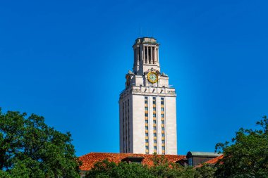 Austin Landmark clock tower looking over the clear blue skies in Austin Texas USA