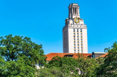 Austin Landmark clock tower looking over the clear blue skies in Austin Texas USA