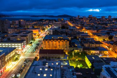 San Francisco California Cityscape Skyline Modern şehir merkezi Amerikan Şehri