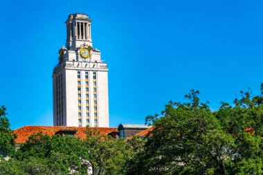 Austin Landmark clock tower looking over the clear blue skies in Austin Texas USA