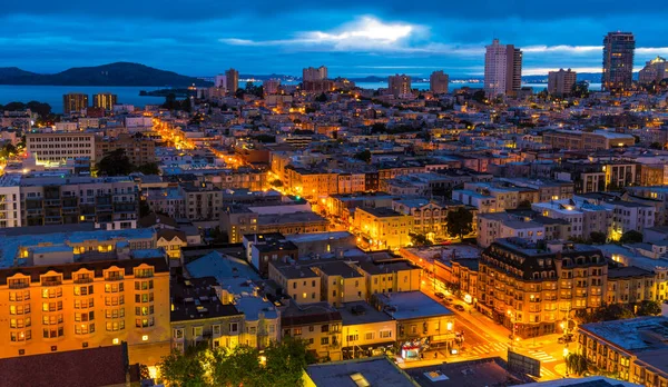 Luces Ciudad Brillan Por Noche Área Bahía San Fran City —  Fotos de Stock