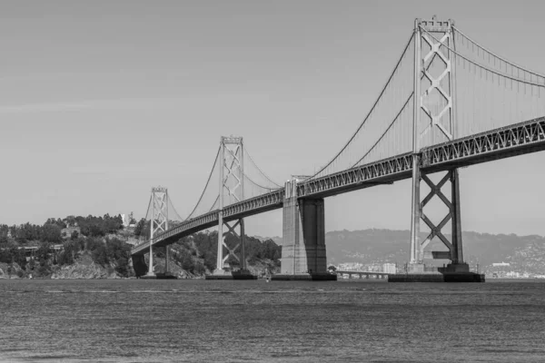 Long Infrastructure Plan Oakland San Francisco Bay Bridge Sunny Afternoon — Stock Photo, Image