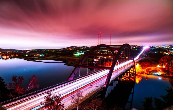 Vista Del Puente Ciudad Por Noche — Foto de Stock