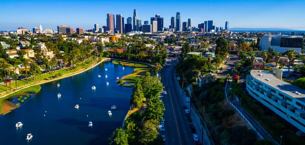 Λος Άντζελες Καλιφόρνια Μεγαλύτερη Πόλη Της Αμερικής Εναέρια Θέα Drone — Φωτογραφία Αρχείου