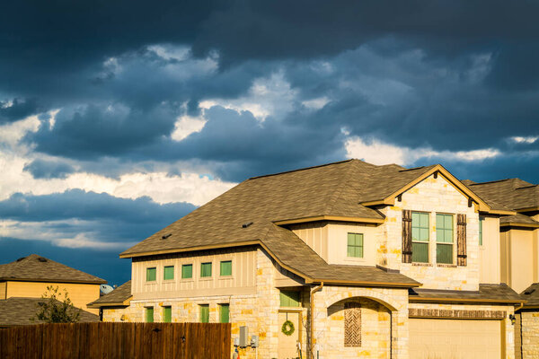 building on blue sky background, usa