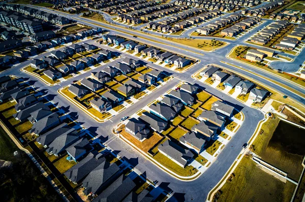 Aerial Shot Small Town Detached Houses — Stok fotoğraf