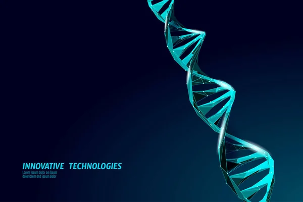 DNA 3d cząsteczkę chemiczną strukturę małej poli. Wielokątne trójkąta punktu linii zdrowe komórki część. Mikroskopowych nauka niebieski medycyna genomu Inżynieria wektor ilustracja przyszłych technologii — Wektor stockowy