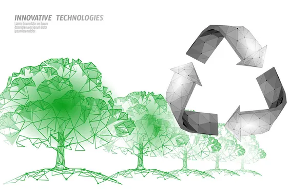 3D 플라스틱 상징 재활용. 환경 안전 도시 재활용 산업. 유기 쓰레기 관리 소. 삼각형 화살표 현대 바이오 벡터 삽화 — 스톡 벡터