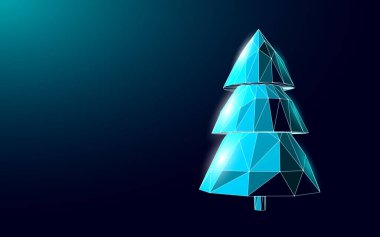 Mutlu Noeller 3 boyutlu nesneler. Bayram tebrik kartı dekorasyonu Noel ağacı silueti konsepti. Firavun Ormanı Ahşap Tasarımı Karanlık neon vektör çizimi
