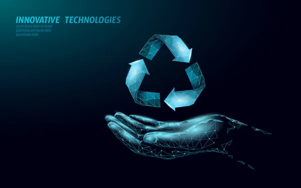 3D ανακυκλώνουν πλαστικό σύμβολο. Περιβαλλοντική ασφάλεια αστική βιομηχανία ανακύκλωσης. Οργανική διαχείριση σκουπιδιών. Τρίγωνο βέλος σύγχρονη βιο διανυσματική απεικόνιση — Διανυσματικό Αρχείο