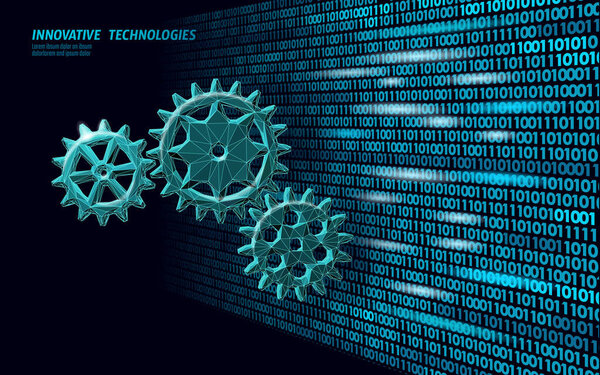 Cloud computing online storage settings low poly. Personal information security options. Polygonal future modern internet business technology vector illustration