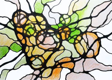 Nörografik yaratıcı sanat. Renkli mürekkep, çizim kalemini şekillendirir. Psikoloji koçluğu problem çözme. Sanat ruhsal sağlık terapisi stres boyama karşıtı çizimler