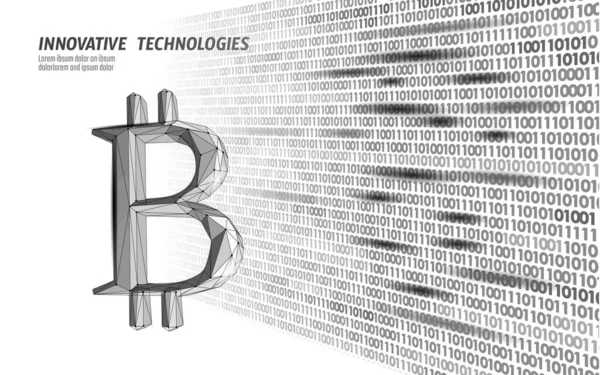 Bitcoin signo criptomoneda digital símbolo 3D. Tecnología de minería de Big Data. Concepto web abstracto internet pago electrónico vector ilustración — Vector de stock