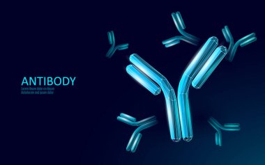 Antikor immünoglobülin koronavirüs aşısı sonucu. 3 boyutlu tıbbi enfeksiyon modeli. Bağışıklık sistemi COVID poster şablonu. Kan testi yeşil geçiş sertifikası vektör çizimi