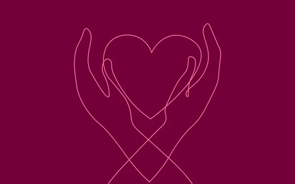 Az adománygyűjtés jelképezi a szív jelképét. Folyamatos egy vonal rajzolni vázlat művészet. Jótékonysági önkéntes adományoz szociális projektet. Pénzügyi támogatási vektor illusztrációja — Stock Vector