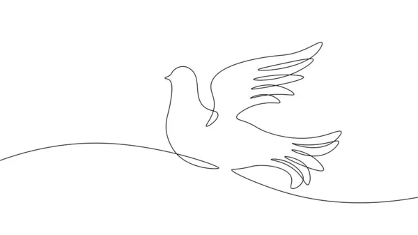Непрерывная линия искусства голубя мира. Всемирный день голубей надеется эмблему рисунок плакат рисунок. Национальная векторная иллюстрация птиц — стоковый вектор