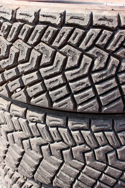 Detail Tread Two Gravel Tyres Used Rally Racing Cars Already — Stockfoto