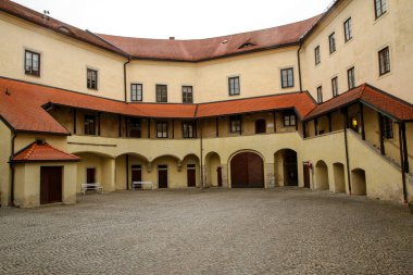 The picture from the Austrian city of Freistadt during early spring with the sights like the castle or gates to the city center.