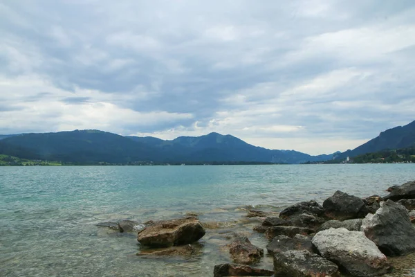 Het Gletsjermeer Wolfgangsee Oostenrijk Alpen Tijdens Regenachtige Bewolkte Dag Reisbestemming — Stockfoto