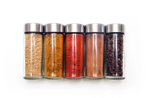 Different Types Spices Herbs Stored Small Closable Glass Bottle Isolated Royalty Free Stock Photos