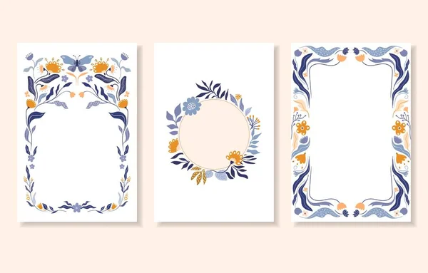 카드와 초대장이 꽃무늬 꽃무늬 — 스톡 벡터