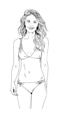 Mayolu güzel sarışın kız maskarayla boyanmış. 