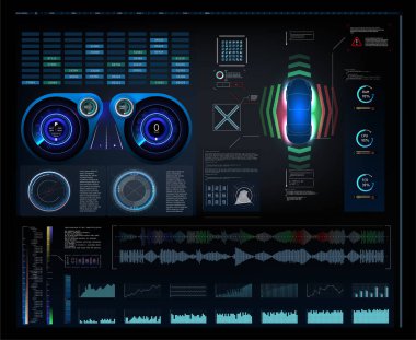 Otomatik fren sistemi araba kazasından kaçınmak için gelecekteki kullanıcı arayüzü.