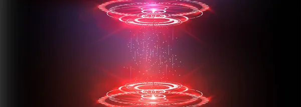 Portaluri circulare, un teleport cu o hologramă. Proiector sau podium de teleportare al cercului magic. — Vector de stoc