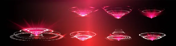 Cirkelvormige portalen, een teleport met een hologram. Projector of teleportatiepodium van de magische cirkel. — Stockvector