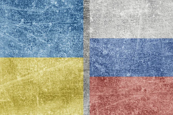 Foto Texturizada Bandera Ucrania Rusia —  Fotos de Stock