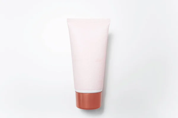 Close Van Crème Tube Fles Met Blanco Van Roze Kleur — Stockfoto