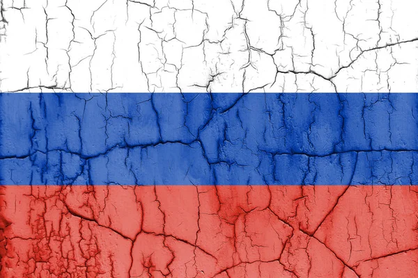 Текстурированное Фото Флага России Трещинами — стоковое фото
