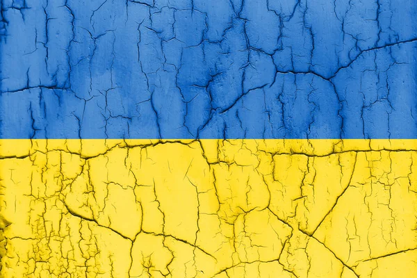 Foto Con Texture Della Bandiera Ucraina Con Crepe — Foto Stock