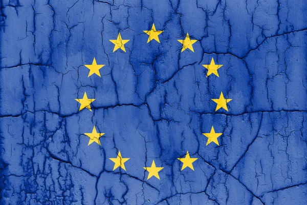 Textured Photo Flag European Union Cracks — стоковое фото