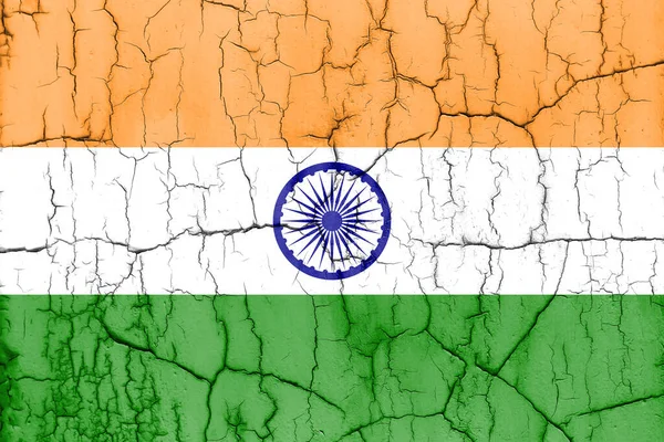 Texturerat Foto Indiens Flagga Med Sprickor — Stockfoto