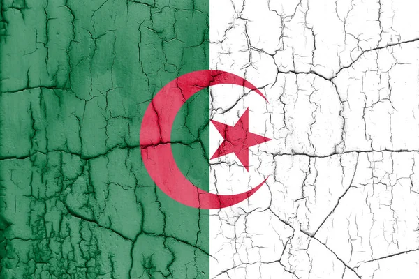 Texturált Fénykép Zászló Algéria Repedésekkel — Stock Fotó