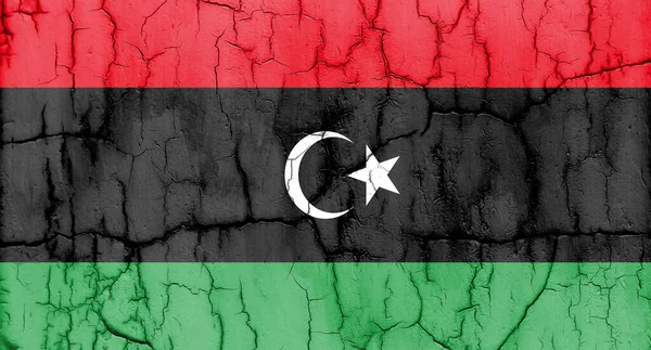Getextureerde Foto Van Vlag Van Libië Met Barsten — Stockfoto