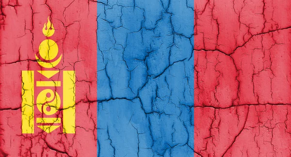 Textured Photo Flag Mongolia Cracks — Fotografia de Stock