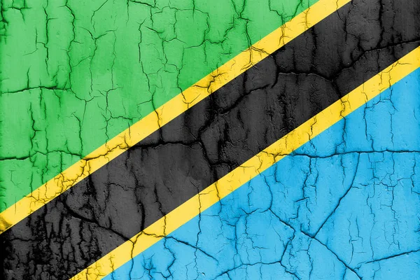 Textured Photo Flag Tanzania Cracks — Foto Stock