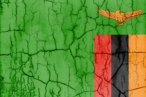 Textured Photo Flag Zambia Cracks —  Fotos de Stock