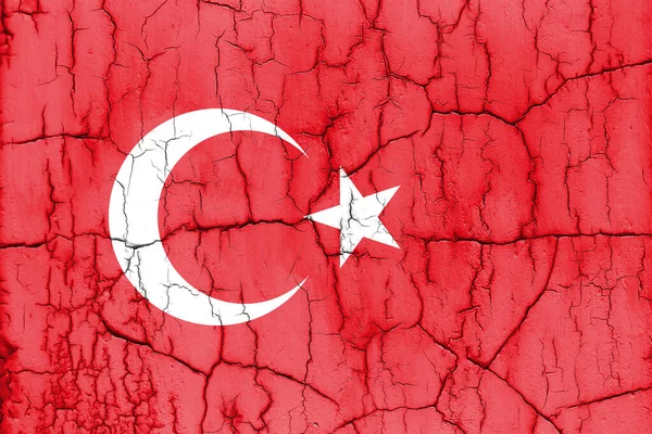 Textured Photo Flag Turkey Cracks — Stock Photo, Image
