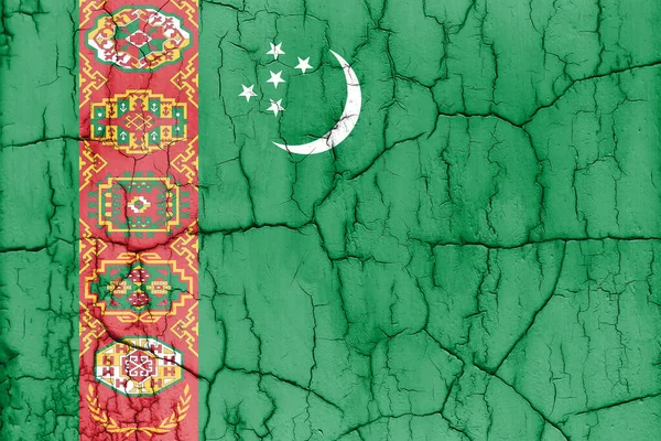 Текстурированное Фото Флага Туркменистана Трещинами — стоковое фото