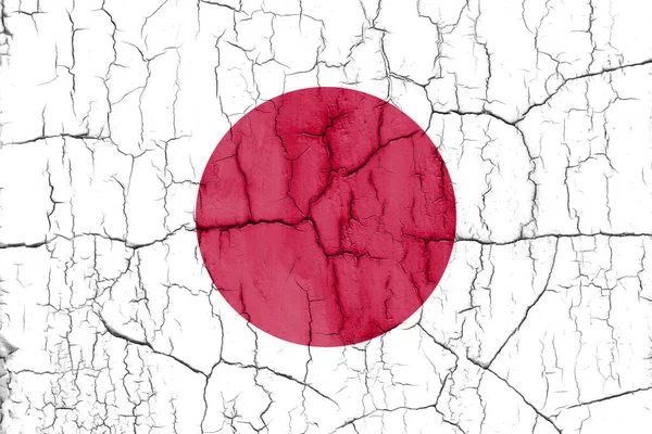 Foto Con Texture Della Bandiera Del Giappone Con Fessure — Foto Stock