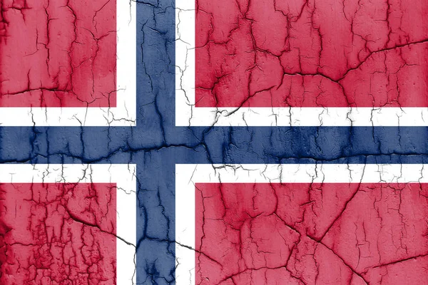 Foto Texturizada Bandeira Noruega Com Rachaduras — Fotografia de Stock