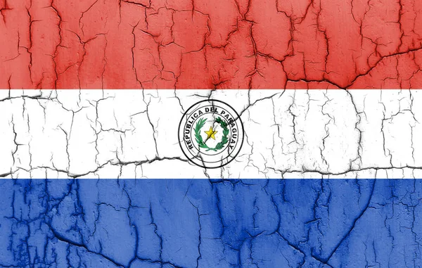 Texturiertes Foto Der Flagge Von Paraguay Mit Rissen — Stockfoto