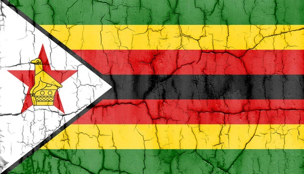 Foto Con Texture Della Bandiera Zimbabwe Con Fessure — Foto Stock