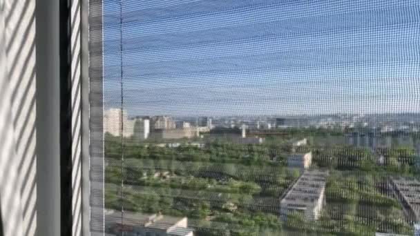 Detailní Záběr Moskytiéry Slunečném Letním Dni — Stock video