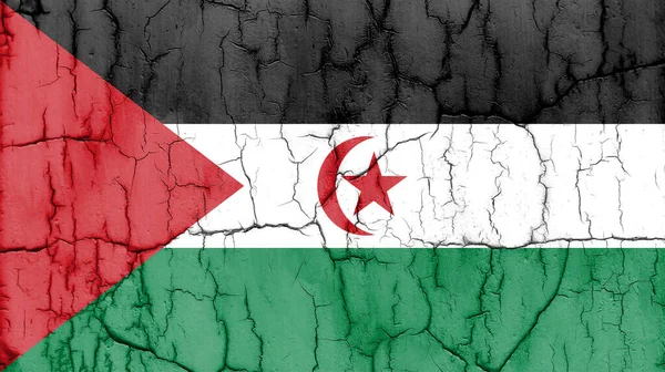 Foto Texturizada Bandera República Árabe Saharaui Democrática Con Grietas —  Fotos de Stock